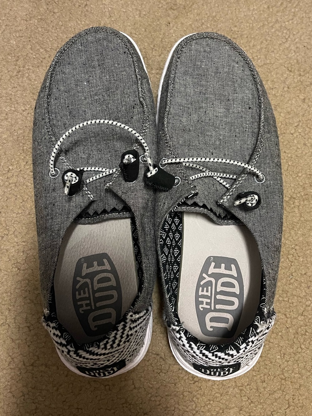 Hey Dude Women’s Grey Slip-On Casual Sneakers with Contrast Laces - Picture 2 of 5